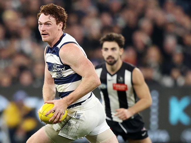 MELBOURNE, JULY 12, 2024: 2024 AFL PREMIERSHIP - Round 18 - Collingwood Magpies v Geelong Cats at the MCG. Geelong Cat Gary Rohan in action. Picture: Mark Stewart