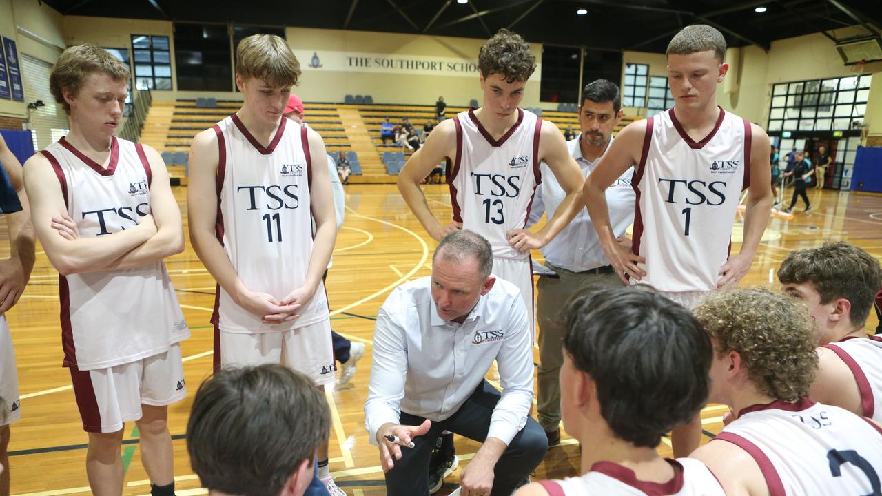 The Southport School vs. Toowoomba Grammar School First GPS basketball game. Located in the school gym hall. 27 July 2024 Southport Picture by Richard Gosling