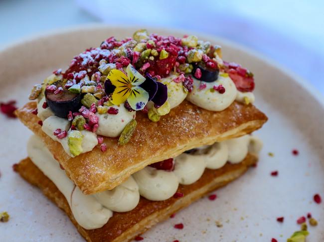 The Millefoglie with pistachio cream and mixed berries dessert. Picture: Jenifer Jagielski