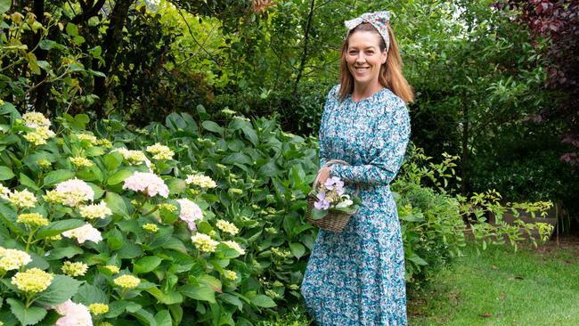 Gorgi Coghlan in the garden of her Ballarat home. Picture: Ian Wilson Photography