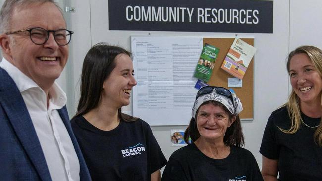 Prime Minister Anthony Albanese at the Bangalow Social Enterprise Laundry in the Byron Shire on Wednesday. Picture: Supplied