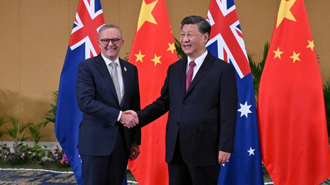 Australia's Prime Minister Anthony Albanese meets China's President Xi Jinping in a bilateral meeting during the 2022 G20 summit in Nusa Dua, Bali, Indonesia, Tuesday, November 15, 2022. Picture: Mick Tsikas/AAP