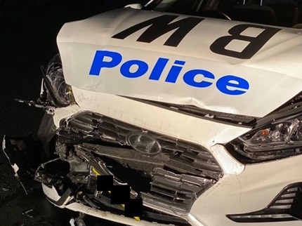 Hunt continues after police car rammed