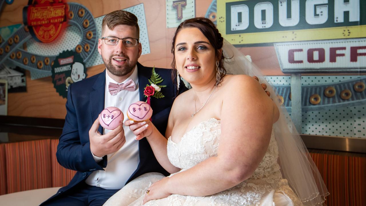 Blake and Brooke on their wedding day in 2014. Picture: James Elsby