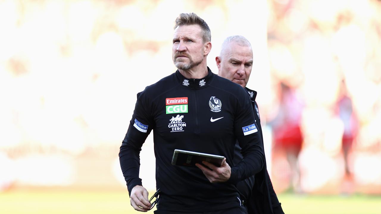 Nathan Buckley’s side struggled after quarter time. Picture: Cameron Spencer/Getty Images