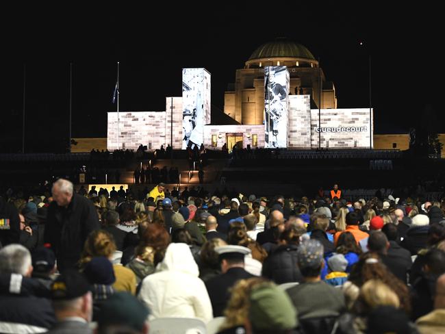 38,000 people attended the dawn service at the National War Memorial in Canberra. Picture: AAP