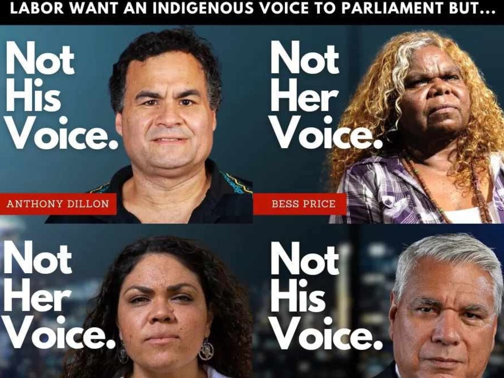 An ad for the Voice No campaign. Picture: Supplied