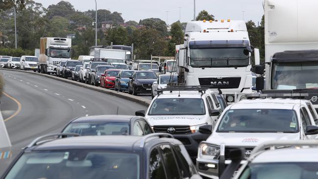 The City West Link at Haberfield was gridlocked heading into the city on Wednesday mornings. Picture: Rohan Kelly