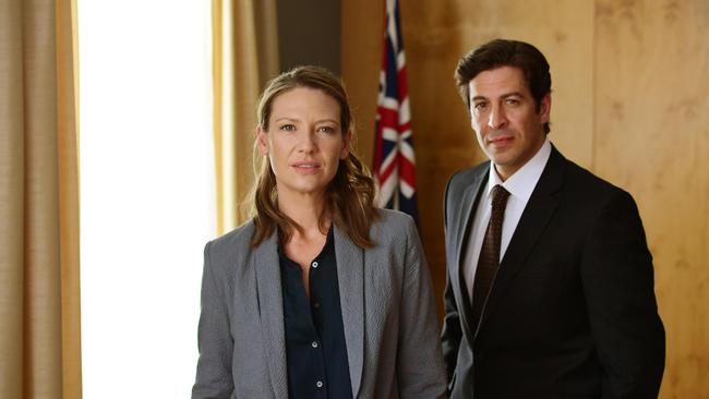 Anna Torv and Don Hany in a scene from the Foxtel drama <i>Secret City</i>: <i>Under the Eagle</i>                     