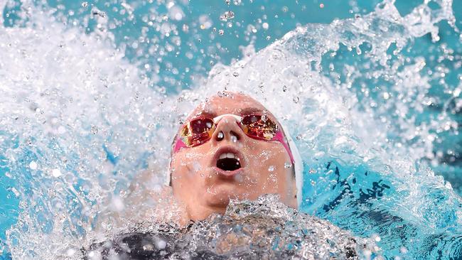 Emily Seebohm in action at the Australian Swimming Championships in Brisbane in April. Picture: Peter Wallis