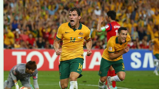 James Troisi of Australia celebrates the clutch goal.