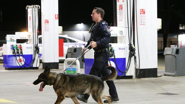 NSW Police and the Dog Unit searched the scene. Picture: Bill Hearne