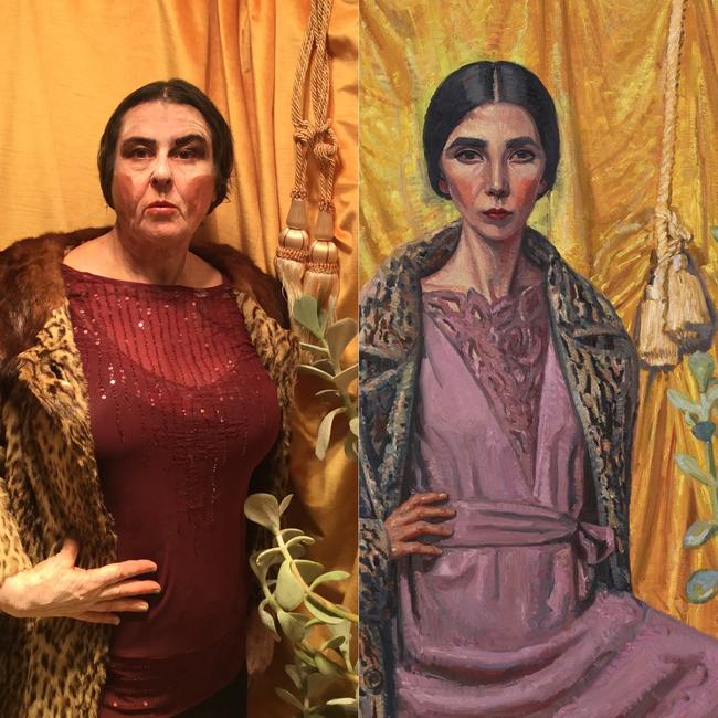 Remaking Yvette Coppersmith, Self-portrait after George Lambert, 2018, photograph by Melinda Rackham.