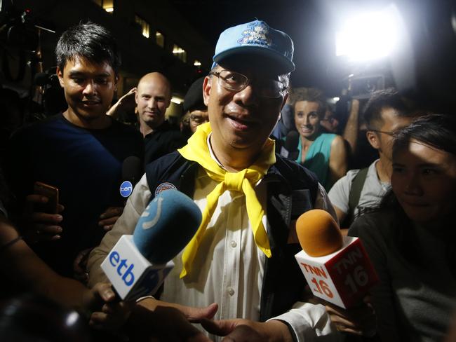 Former Chiang Rai province governor Narongsak Osatanakorn announced the ‘mission complete’ on Tuesday night. Picture: AP Photo/Sakchai Lalit