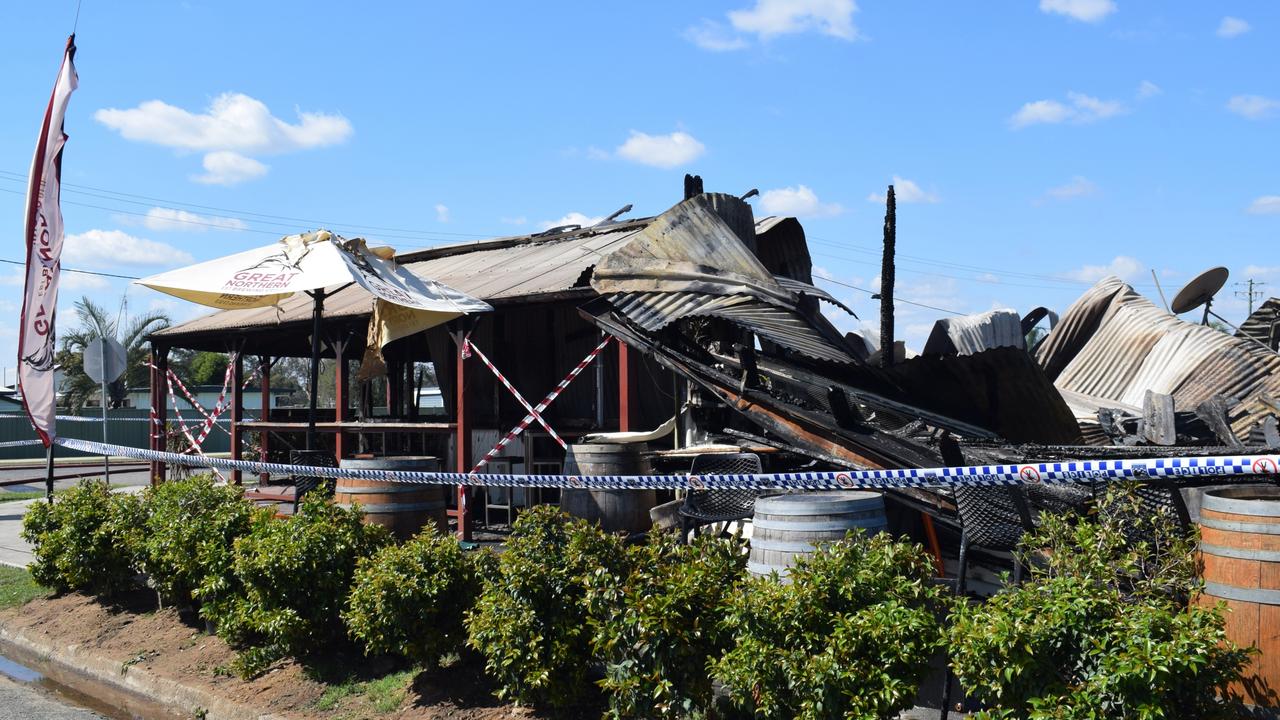 The scene of a fire at the Baralaba Hotel on Saturday morning, August 24, 2024. Picture: Aden Stokes