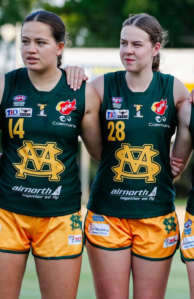 St Mary's gun Caitlin Sargent (#28). Picture: AFLNT Media / Celina Whan.