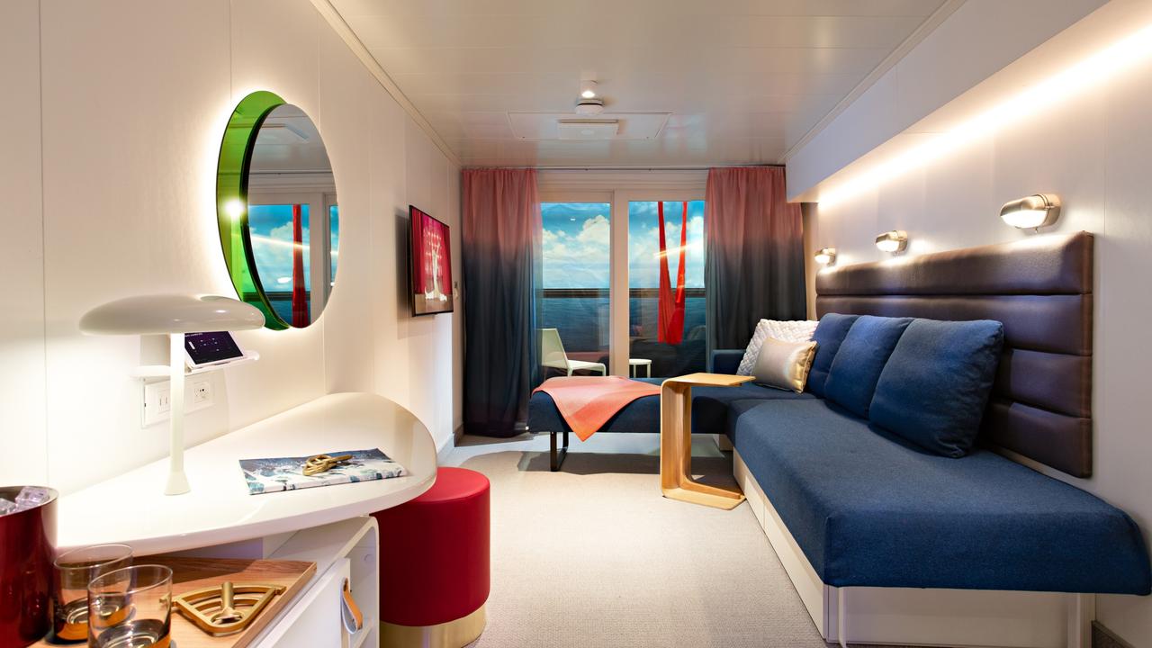 One of the stylish rooms. Picture: Virgin Voyages