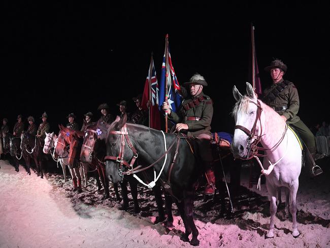 The Anzac Day dawn service held by the Currumbin RSL at Elephant Rock on Currumbin Beach. Picture: AAP Image/Dave Hunt