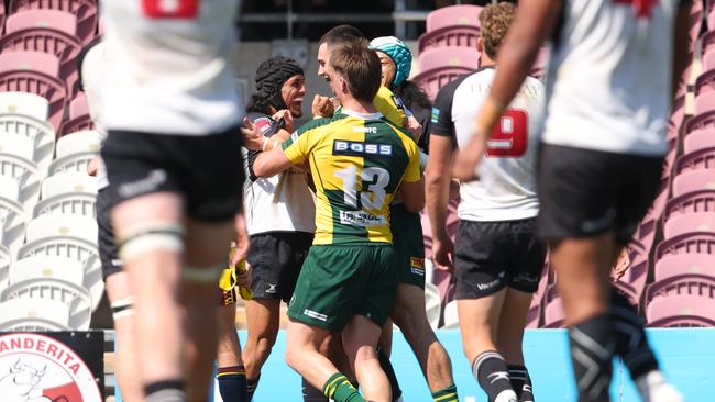 Action from the Premier Colts 1 Rugby Grand Final between Souths and Wests at Ballymore on Sunday. Picture Lachie Millard