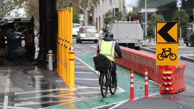 One of the bike lanes in Exhibition St that has drawn concern. Picture: David Crosling