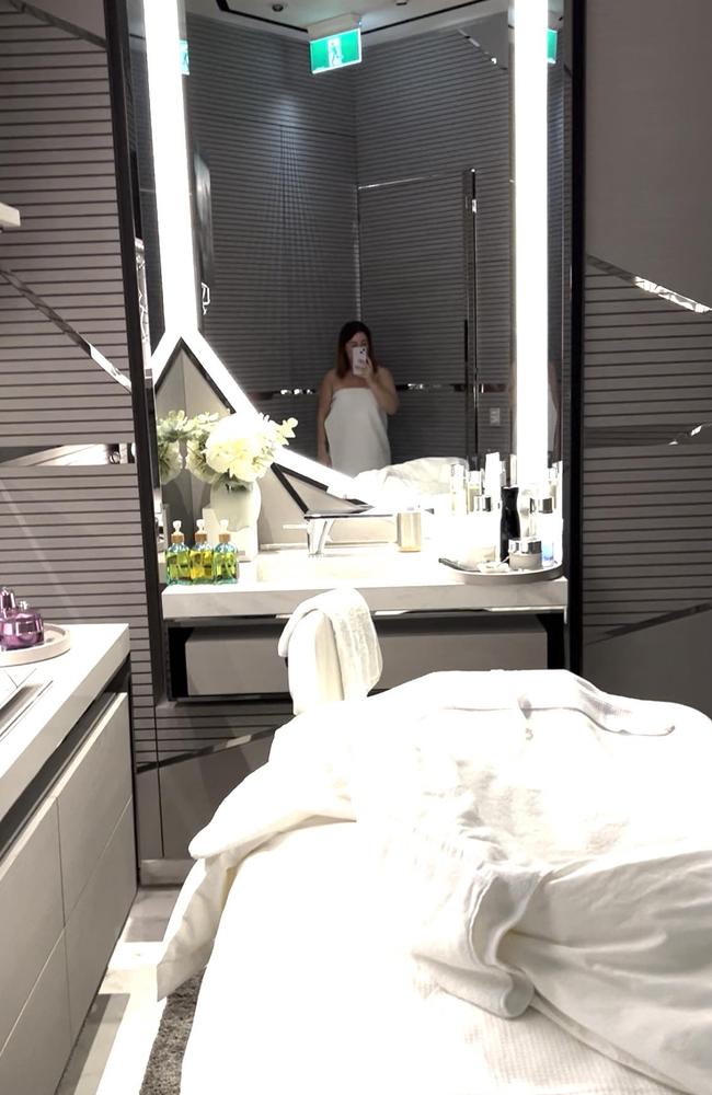 Inside the chic new La Prairie Art of Beauty Lounge treatment room. Picture: Rebekah Scanlan/ news.com.au