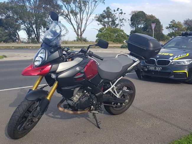 The rider of this motorbike was pulled over by police for speeding in Bangholme.