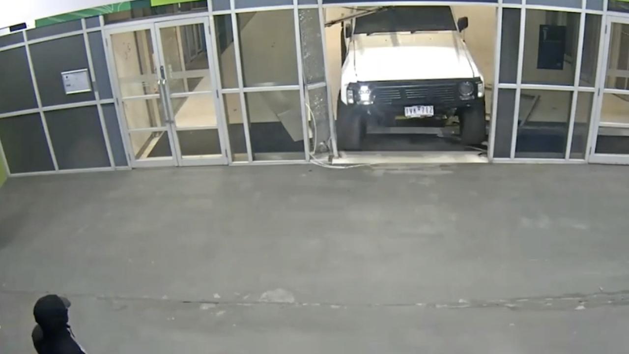 The moment the car burst through the front door. Picture: Supplied/Victoria Police.