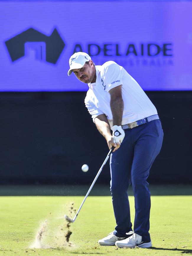 Chase Koepka hits a hole in one on the 12th hole during day three of Liv Golf Adelaide in 2023. Picture: Getty Images