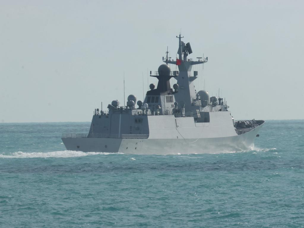 People’s Liberation Army-Navy Jiangkai-class frigate Hengyang was spotted off the coast of Queensland last week. Picture: AFP / Australian Defence Force