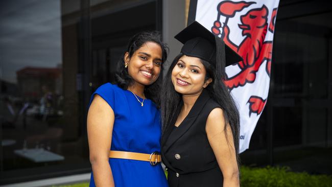 Stephy Libera and Nipuni Ranasinghe. University of Tasmania Graduations. Federation Concert Hall, Hobart. Picture: RICHARD JUPE
