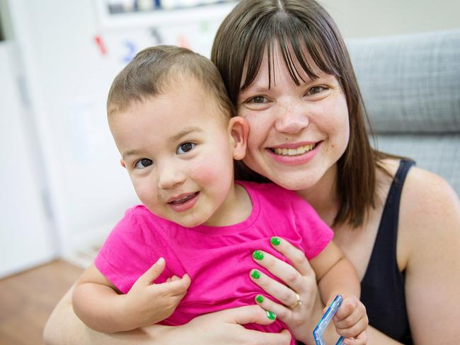Bianca Vella, 2, pictured with mum Danielle, was admitted to hospital twice with influenza this winter. Picture: Mark Stewart