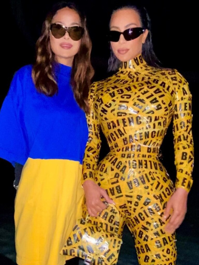 Salma Hayek and Kim Kardashian at the show. Picture: @salmahayek Instagram