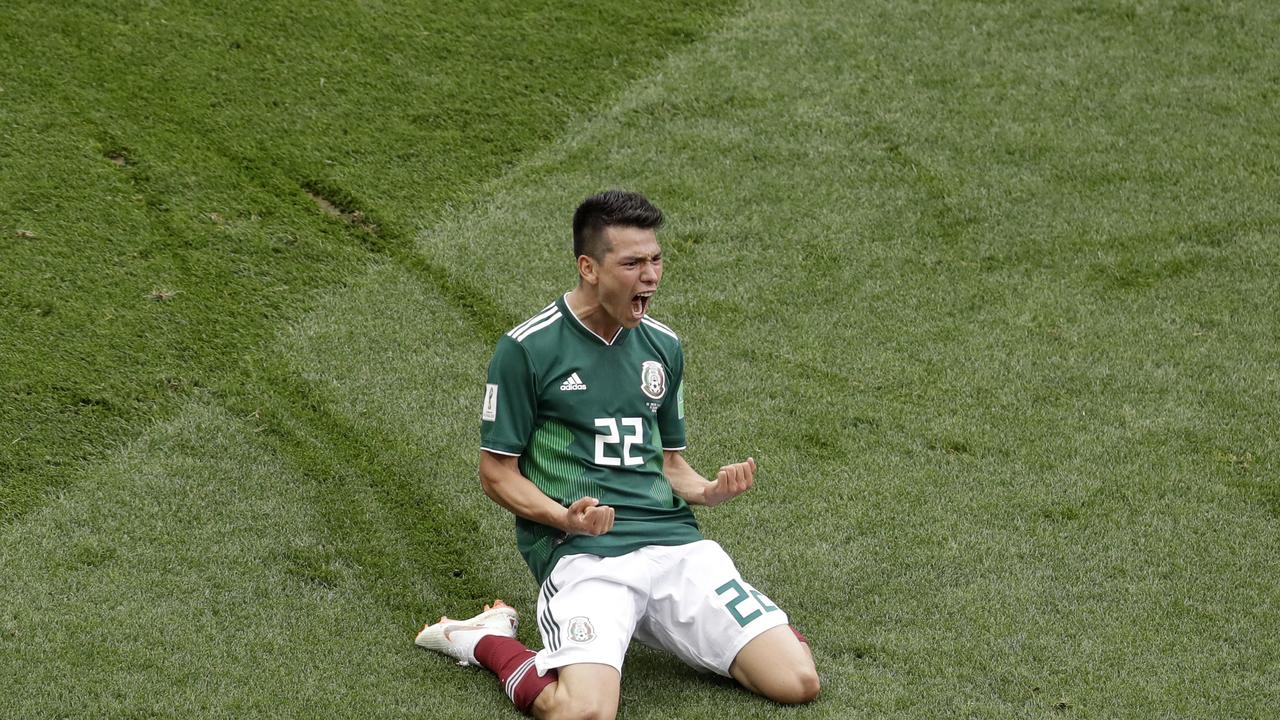 Mexico's Hirving Lozano celebrates after scoring the opening goal