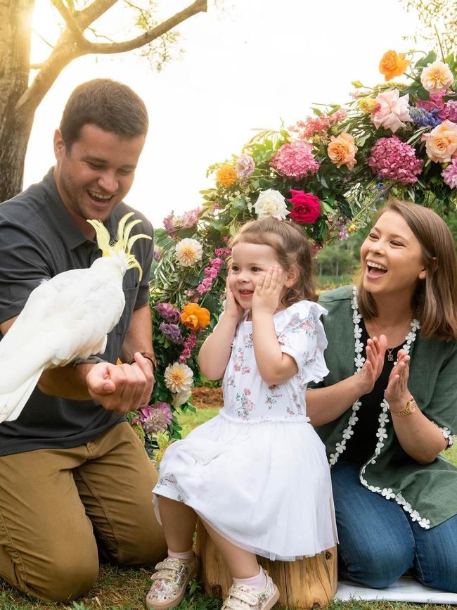 Bindi Irwin with husband Chandler Powell and their daughter Grace. Picture: Instagram