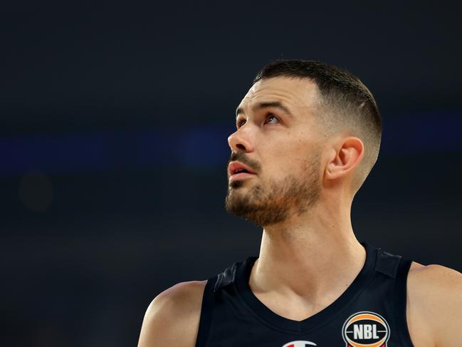 MELBOURNE, AUSTRALIA - FEBRUARY 27: Chris Goulding of United looks on during game one of the NBL Semi Final Series between Melbourne United and Perth Wildcats at John Cain Arena on February 27, 2025 in Melbourne, Australia. (Photo by Graham Denholm/Getty Images)