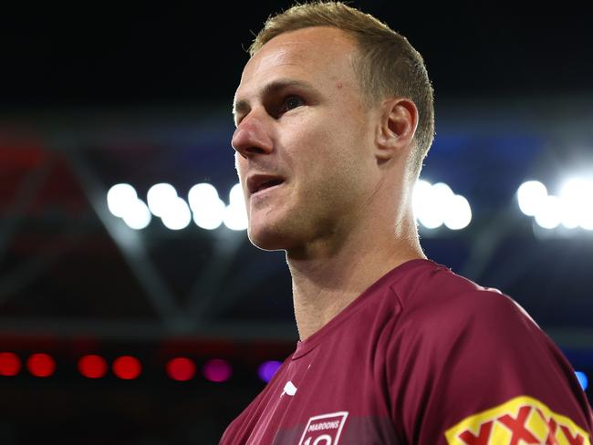 BRISBANE, AUSTRALIA - MAY 28: Daly Cherry-Evans  of the Maroons looks on ahead of game one of the Men's State of Origin series between Queensland Maroons and New South Wales Blues at Suncorp Stadium on May 28, 2025 in Brisbane, Australia. (Photo by Chris Hyde/Getty Images)