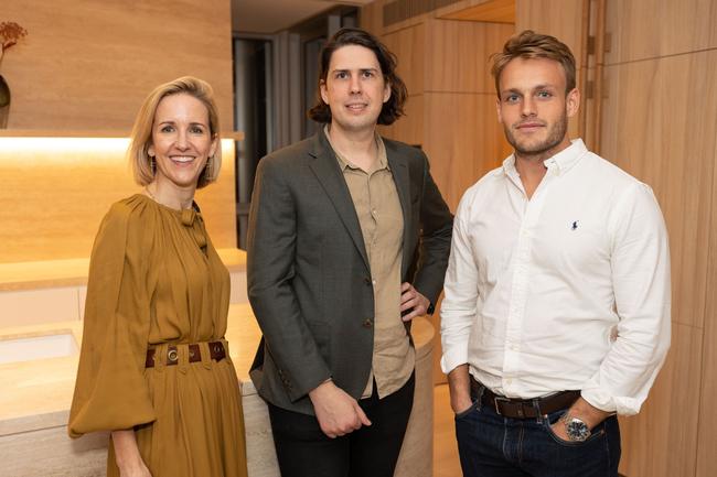 Kelly Geldard, Matthew Den Exter and Andrew Bell at the Beach House Launch, The Pulse April 18 2023. Picture: Celeste Humphrey