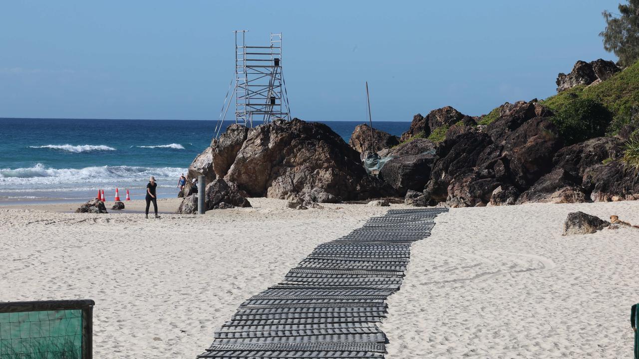 Props and staging being put into place on North Burleigh headland for weekend filming of "The Bluff". Picture Glenn Hampson