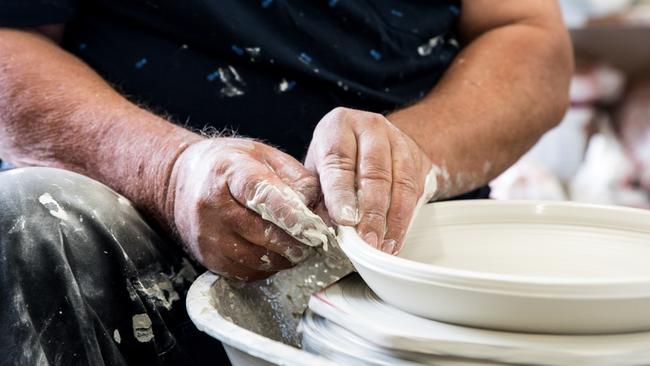 Barney Weinrauch in action at Redraku pottery. Photo: Dominika Lis