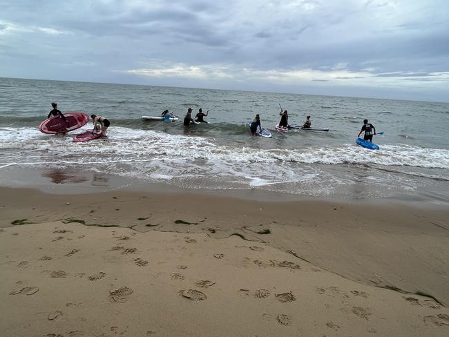 A paddle out held in the waters off Torquay beach in memory of Tash Raven.