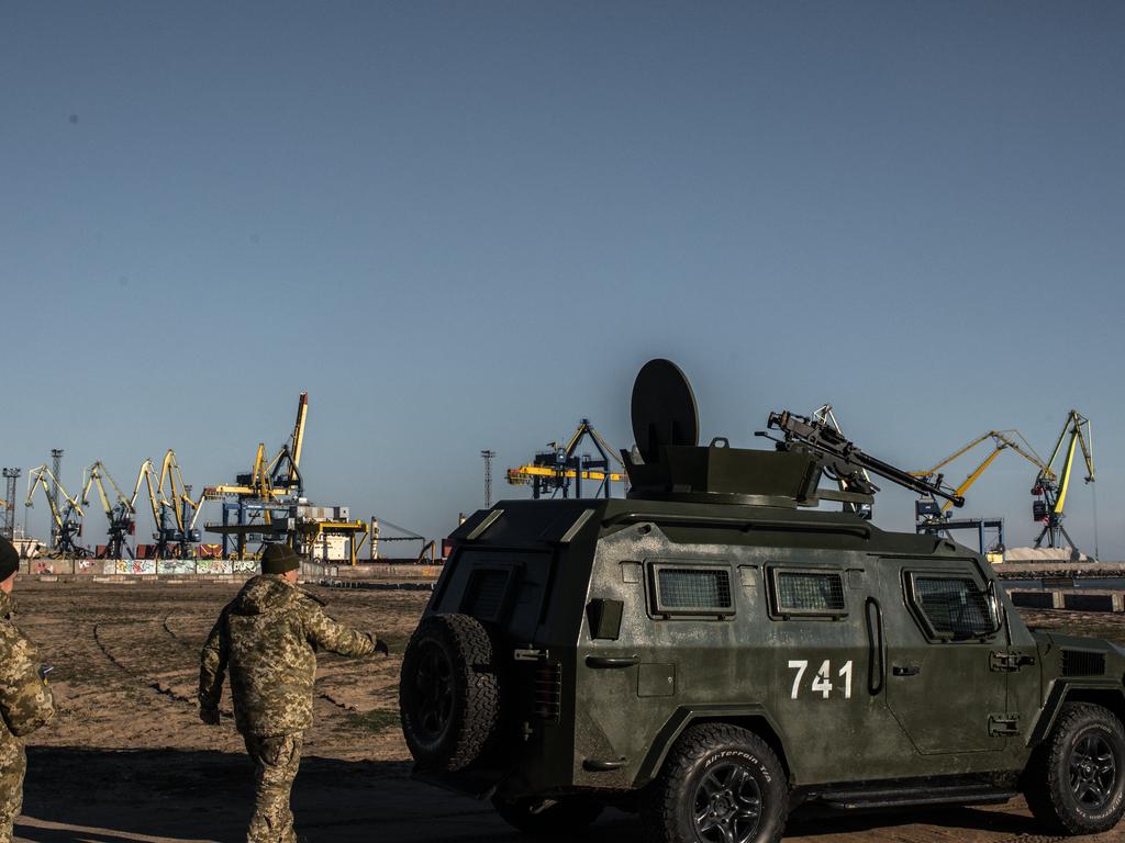 Ukraine’s border force patrols the coast near the Azov Sea. Picture: Martyn Aim