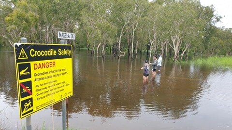 Three fishos at Magela Creek crossing in Kakadu National Park, February 2021