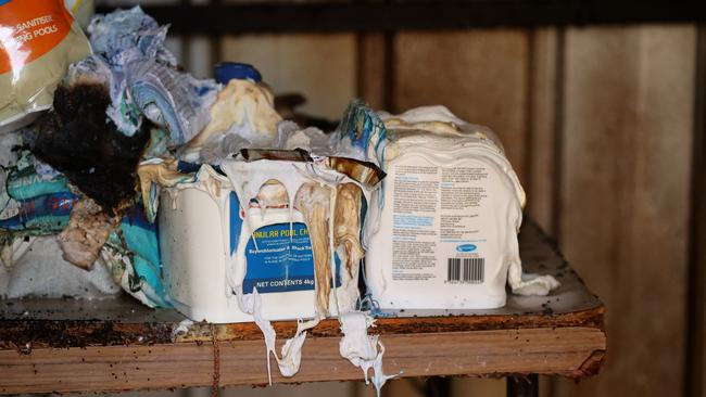 Melted containers in the garden shed. Picture: Alison Wynd