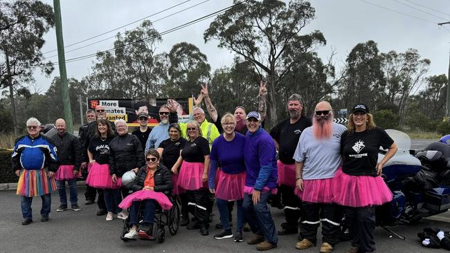 Dozens of Ride Against Domestic Violence members jumped on their bikes and pulled on their tutus for the recent ride through Northern NSW, raising awareness of domestic violence. Photo: Ride Against Domestic Violence/Facebook