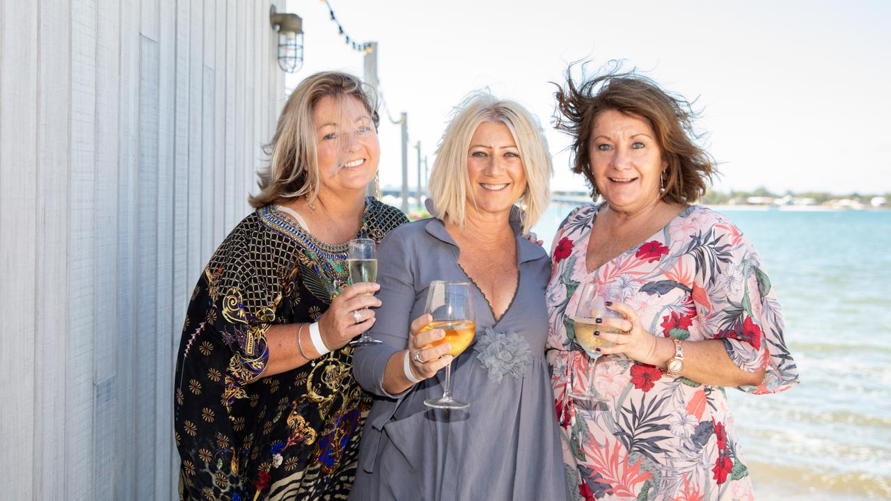 Raquel Brittain, Teneille Herbet and Mimi Hoger, of North Brisbane, at Sandstone Point Hotel’s Jetty Lunch. Picture: Dominika Lis.