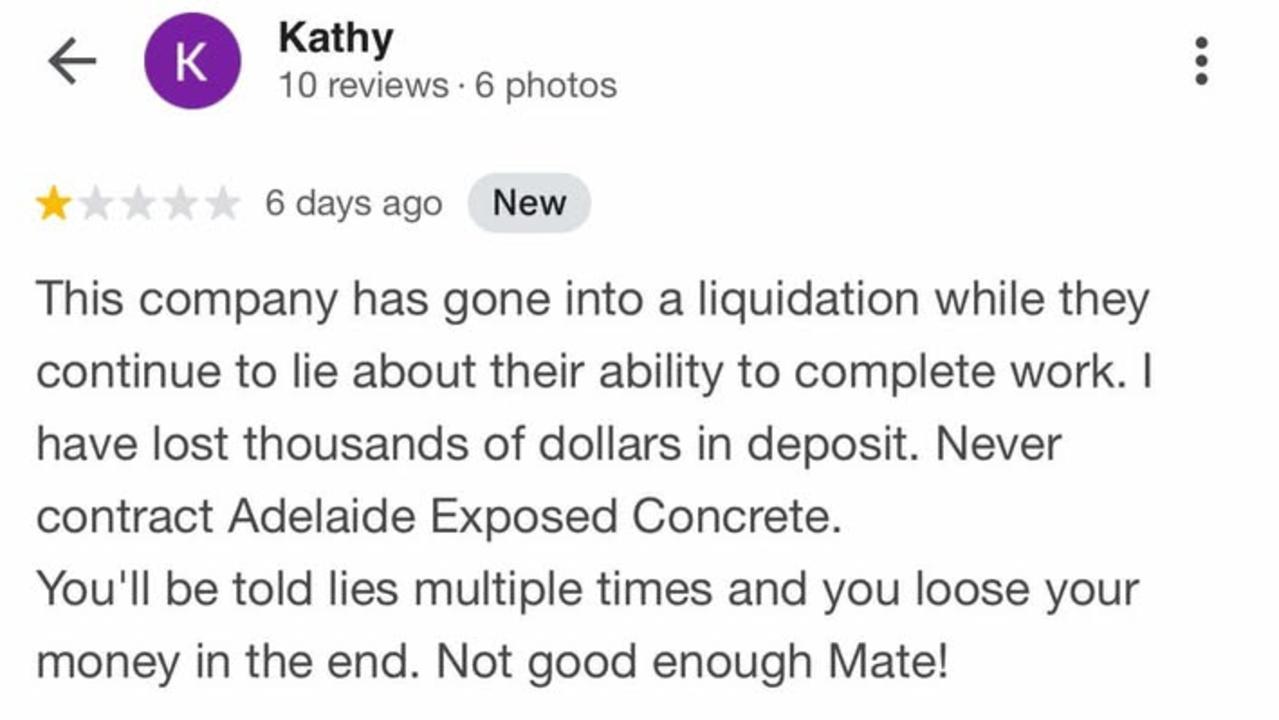 Online reviews for Adelaide Exposed Concrete.