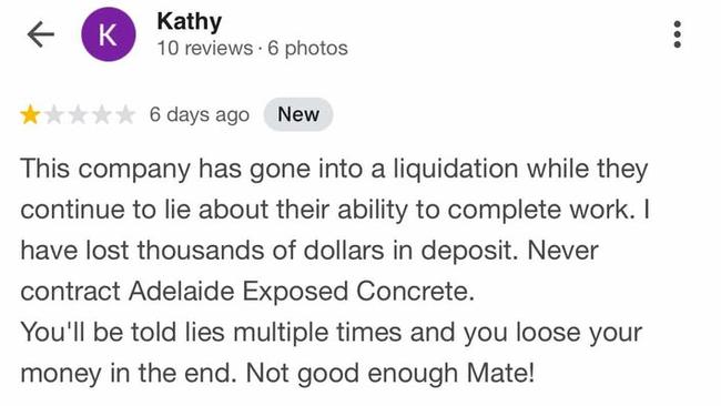 Online reviews for Adelaide Exposed Concrete.