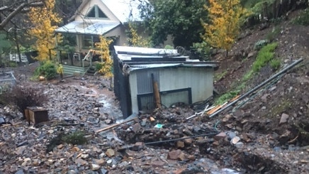 A mountain of rocks from a national park crashed onto Frank Ryan's property in Walhalla during the Gippsland’s storms in June. Picture: Supplied