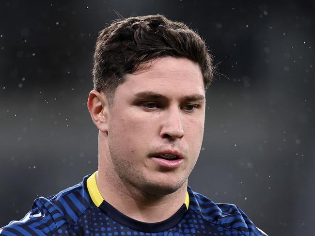 SYDNEY, AUSTRALIA - JULY 04: Mitchell Moses of the Eels warms up during the round 18 NRL match between Parramatta Eels and South Sydney Rabbitohs at CommBank Stadium, on July 04, 2024, in Sydney, Australia. (Photo by Cameron Spencer/Getty Images)