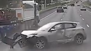 Dramatic footage shows P-plater tailgating moments before huge highway smash